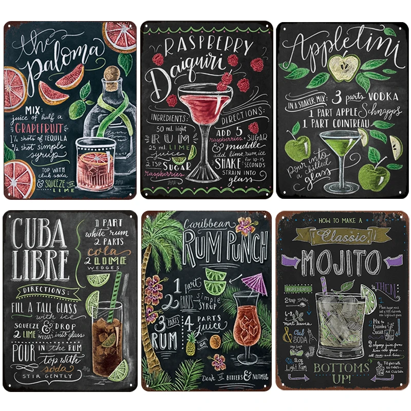 

Металлические жестяные знаки в стиле ретро для летнего пива, Мохито, коктейльный плакат, винтажный постер, художественные наклейки для бара...