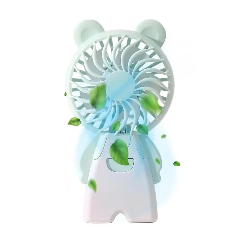 

Cute Small Fan Lightweight Portable Desk Fan Cartoon Quiet USB Rechargeable Table Fan With Light For Home Desktop Travel
