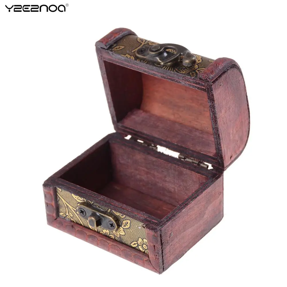 

1pcs Wooden Trinket Jewelry Storage Box Treasure Case Organizer Jewelry Packaging Wood Box Carrrying Cases Antique Style Jewelry