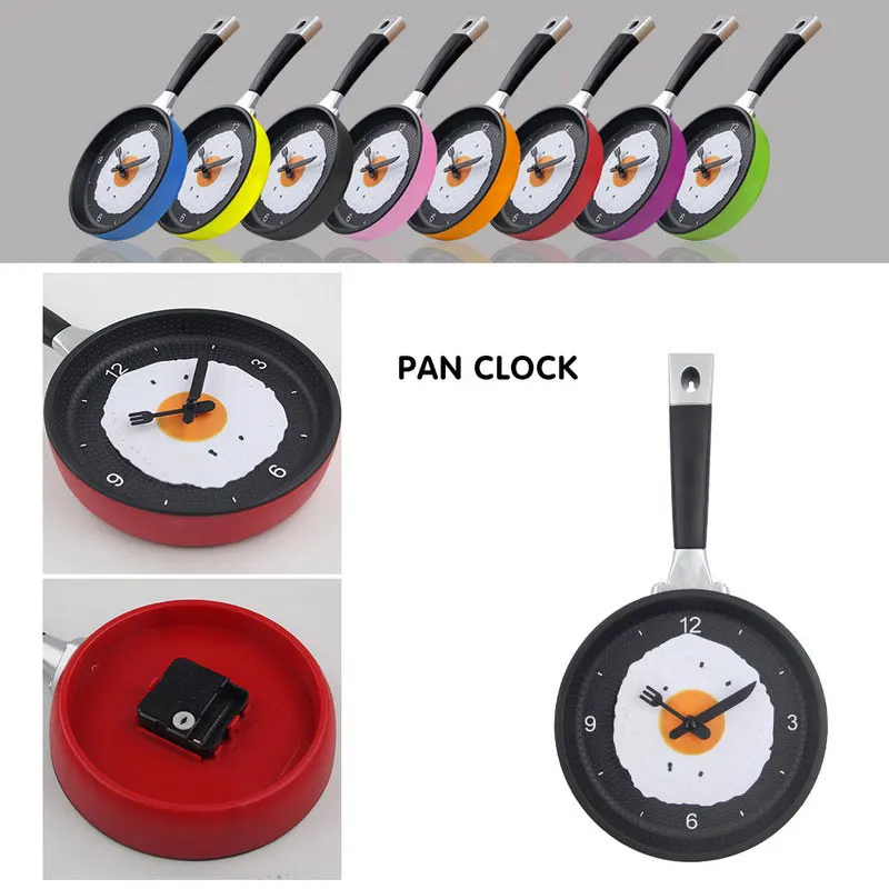 

Creative Kitchen Omelette Pan Clock ABS Wall Hanging Clock Household Dining Room Decoration Silent Wall Watch Hanging Clock