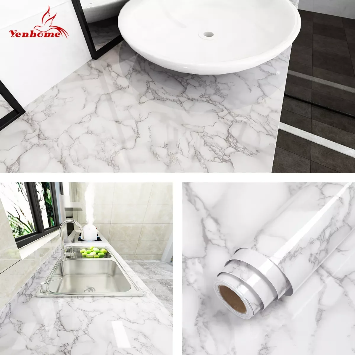 

Waterproof Marble Self Adhesive Wallpaper Vinyl Film Wall Stickers Bathroom Kitchen Cupboard Room Decoration Sticky Paper Decal
