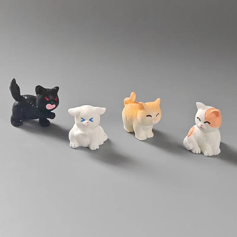 4 шт. мультяшная милая фигурка кота из смолы модель животного сделай сам домашний