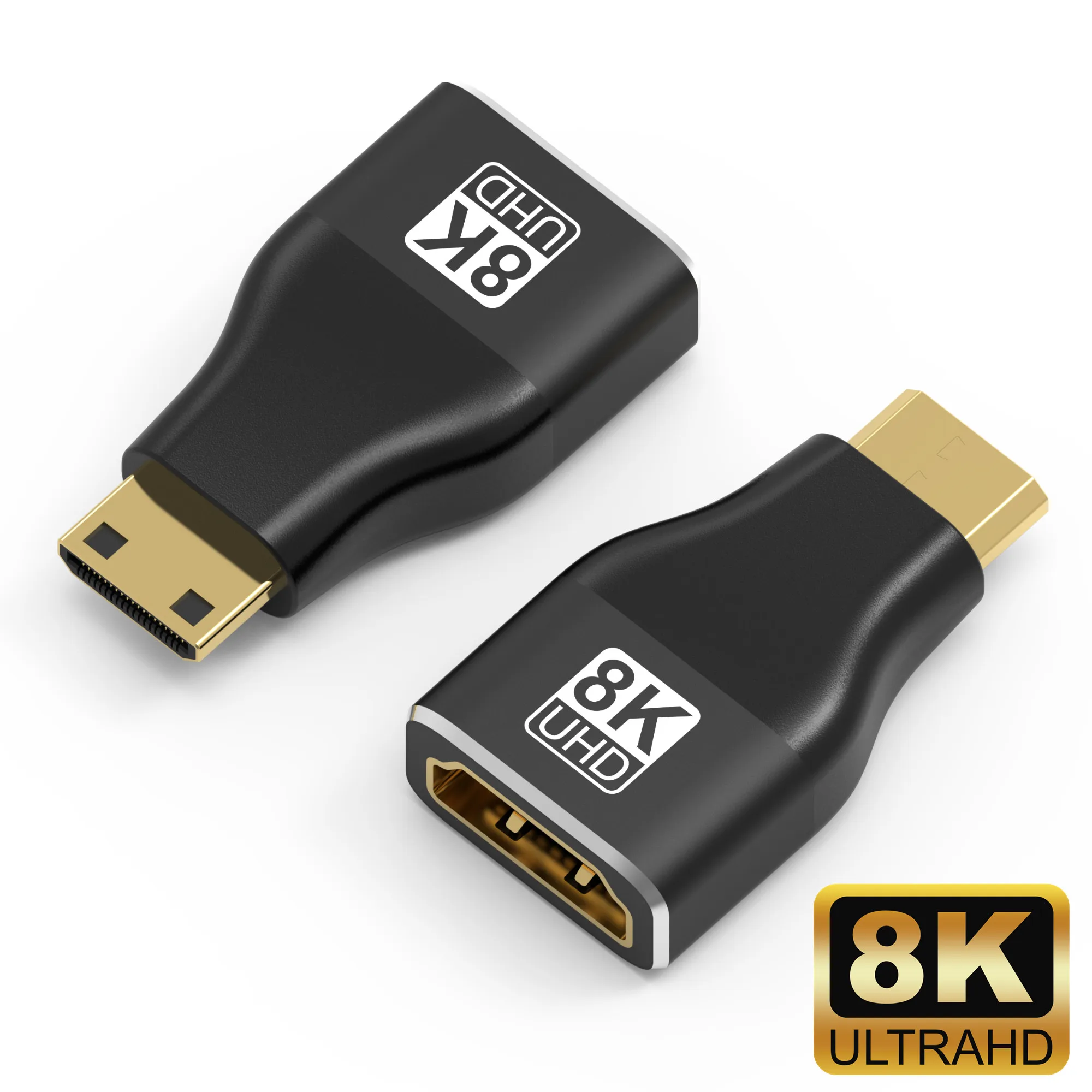 

8K мини HDMI адаптер HDMI 2,1 Mini HDMI штекер-стандарт HDMI гнездо адаптер Поддержка 8K @ 60 Гц, 4K @ 144 Гц, 2K @ 240 Гц