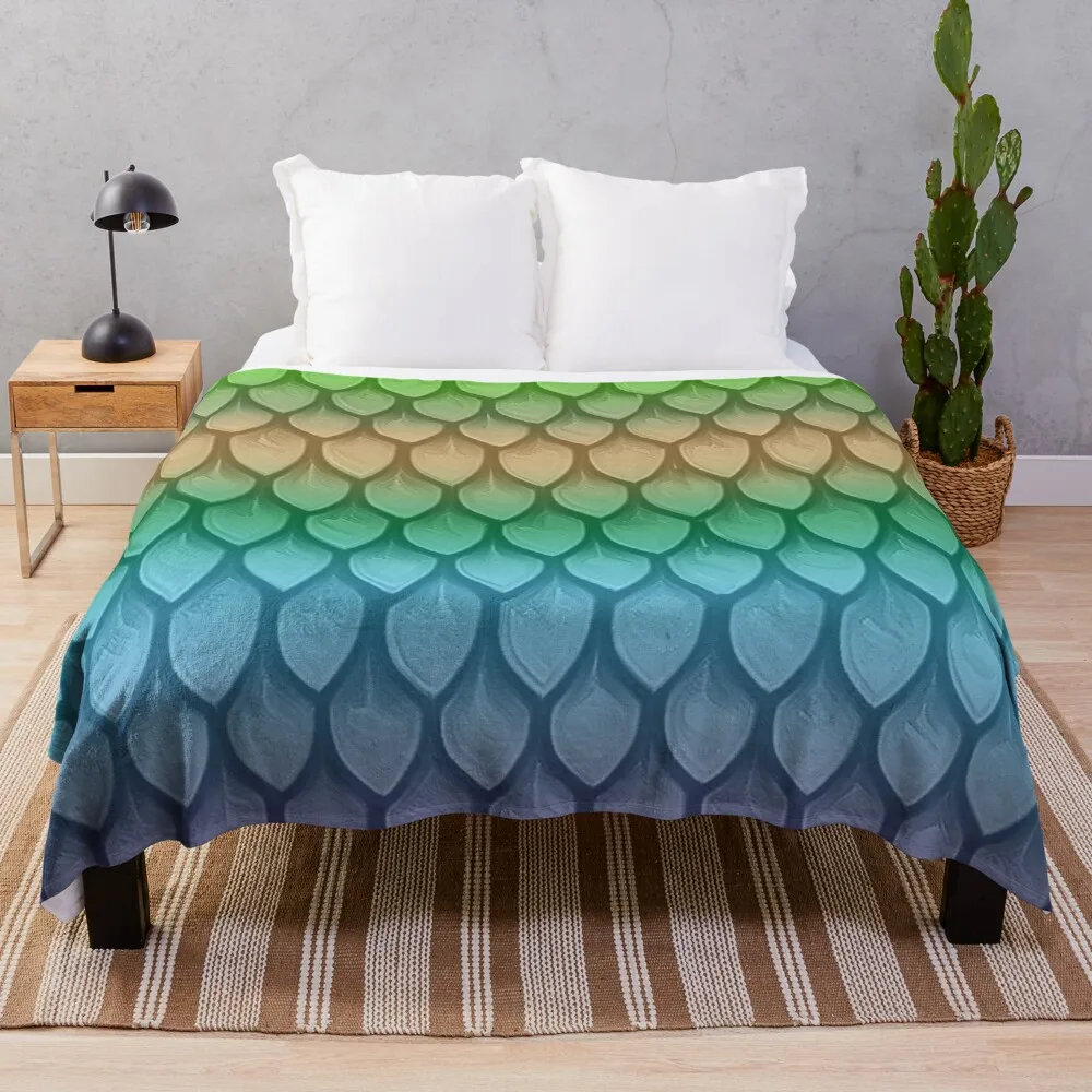 

Dreamlike Mermaid Fish Scale Blanket Flannel Throw Lightweight Cozy Couch Bed Soft and Warm Plush Quilt Queen King Size for Kid