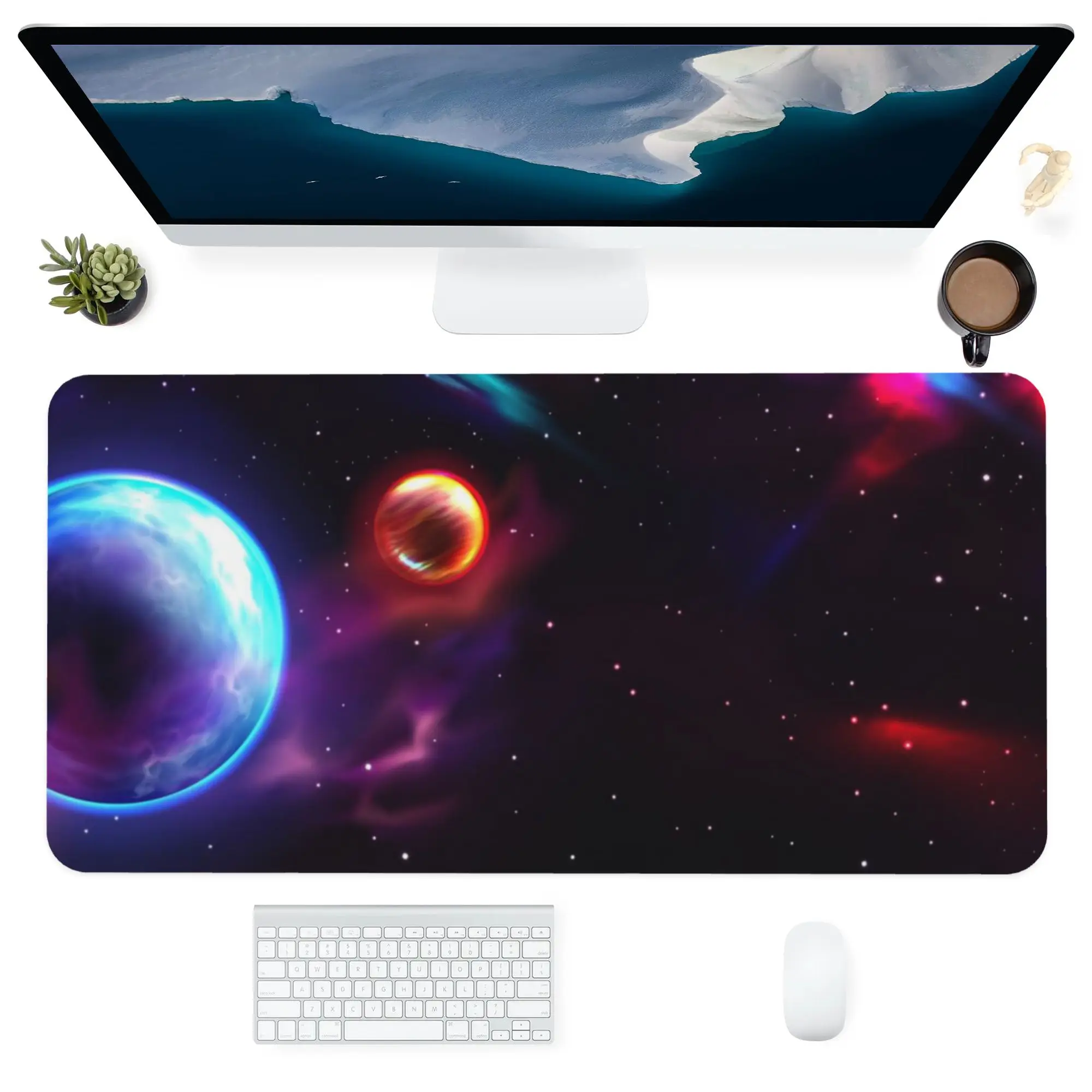 

Keyboard Computer Office Supplies Accessorie MousePad Durable Personalized Large Square Desk Pads Mat Blue Red Starry Sky Planet