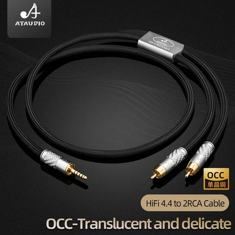 Hi-end OCC HiFi аудиокабель 4,4 мм на 2RCA, позолоченный штекер 4,4 мм, сбалансированный аудиокабель-адаптер 2RCA для усилителя динамика