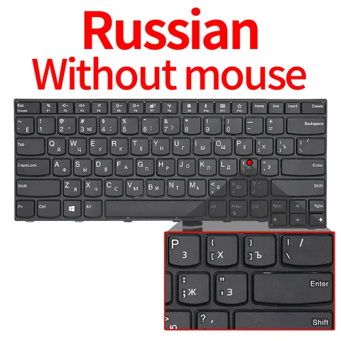 Новая клавиатура США/RU для ноутбука Lenovo Thinkpad E470 E470C E475, с русской точкой