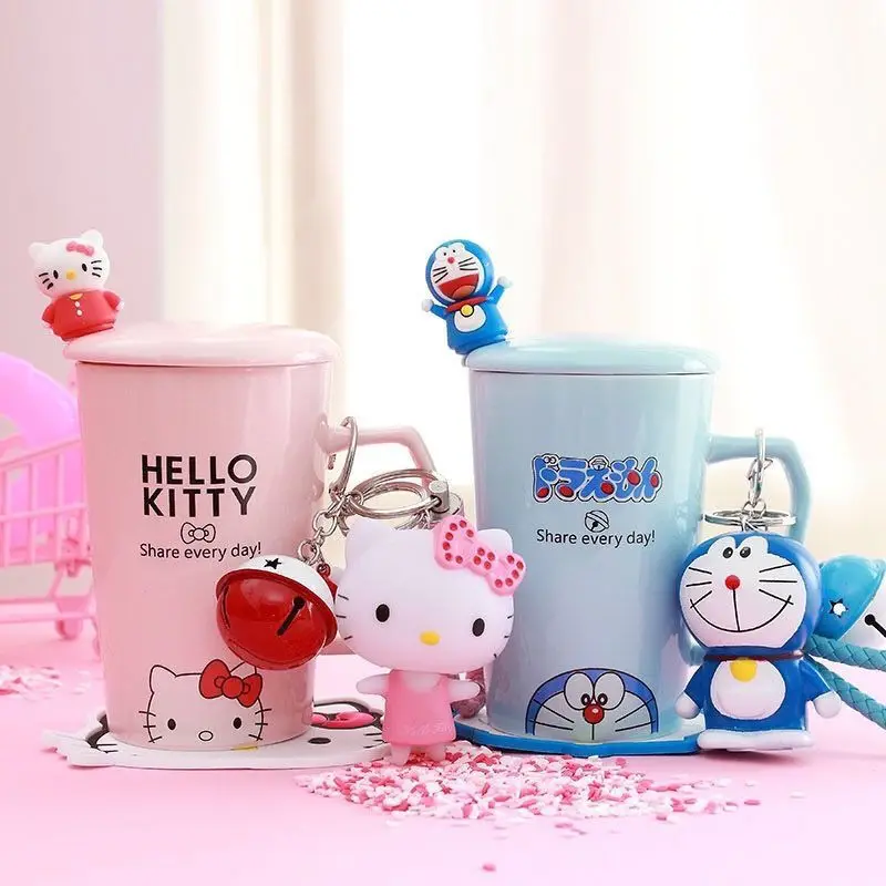 

Аниме Sanrios Hellokittys Doraemon Kawaii кружка с крышкой Ложка пара керамическая чашка для воды Мультфильм большая емкость подарок на день рождения