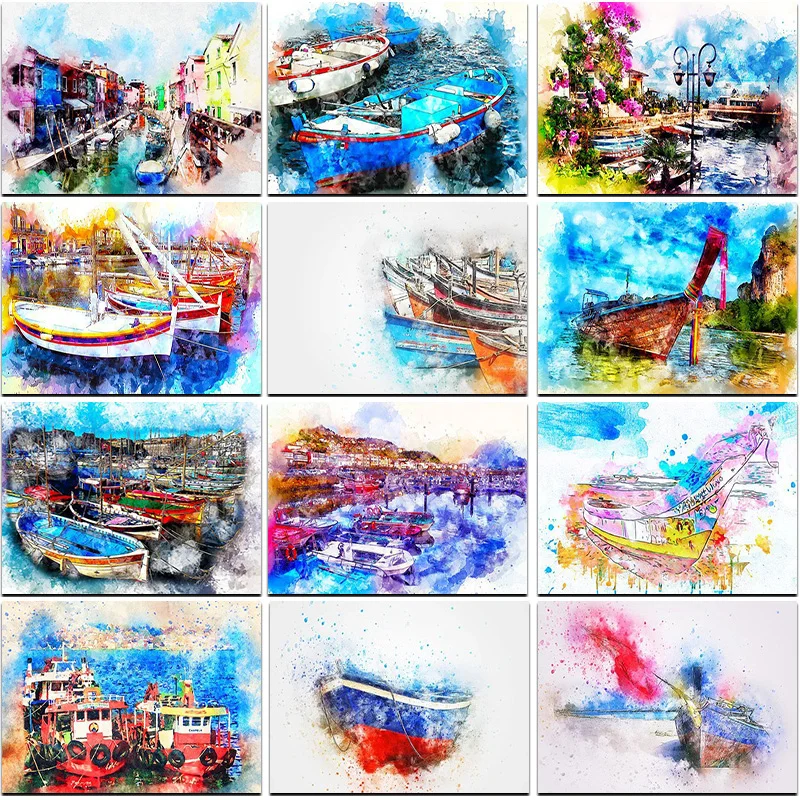 

5D DIY Diamond Painting landscape ship colors Art Full Square&Round embroidery mosaic Sale Cross stitch Paint home decor