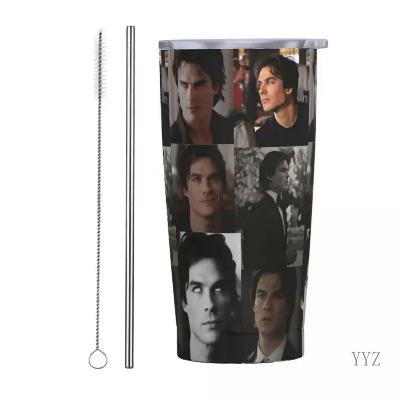 20 унций Дневники вампира изолированный стакан с соломинкой крышка Damon Salvatore