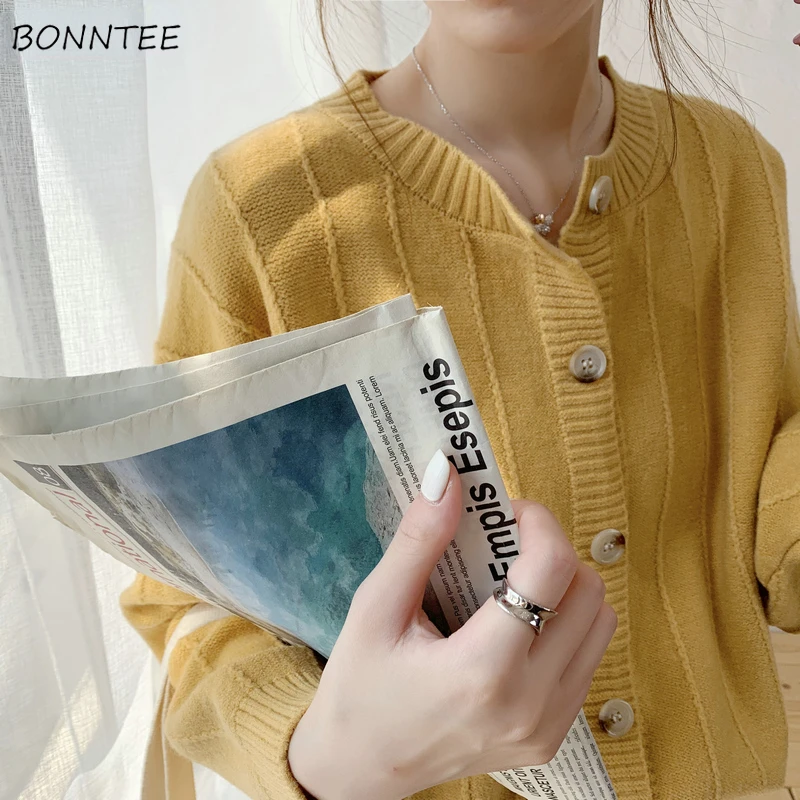 

Женский однобортный Кардиган с круглым вырезом, 3 цвета