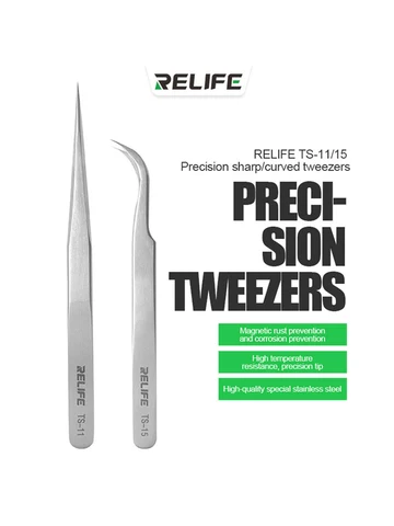 RELIFE TS-11 Высокоточный изогнутый Прямой пинцет из нержавеющей стали, многофункциональный для электронного фотооборудования