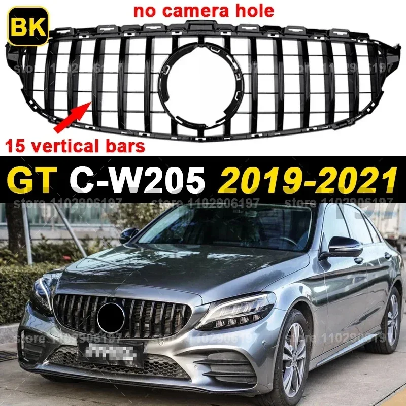 

Для 2019-2021 W205 C Class Mercedes Benz C180 C200 C220 C250 C260 C300 C350 C400 C450 C43 C63 AMG Бампер Mesh Racing Grille