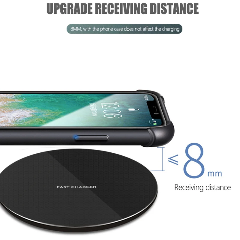 10 Вт Быстрое беспроводное зарядное устройство для iPhone 14 13 12 11 ProMax Samsung Galaxy S21 S20 S10 S9