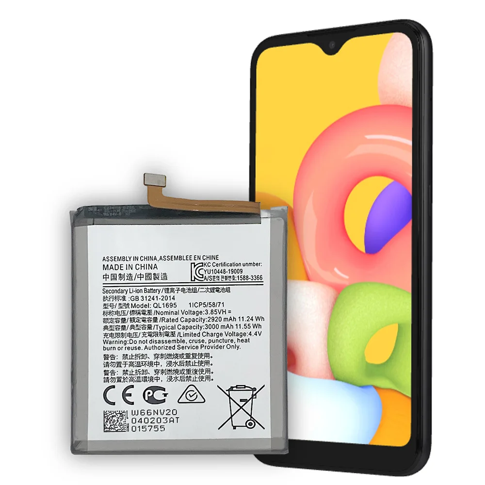100 high quality replacement battery for samsung galaxy a01 battery sm a015v phone ql1695 3000mah panel battery free global shipping