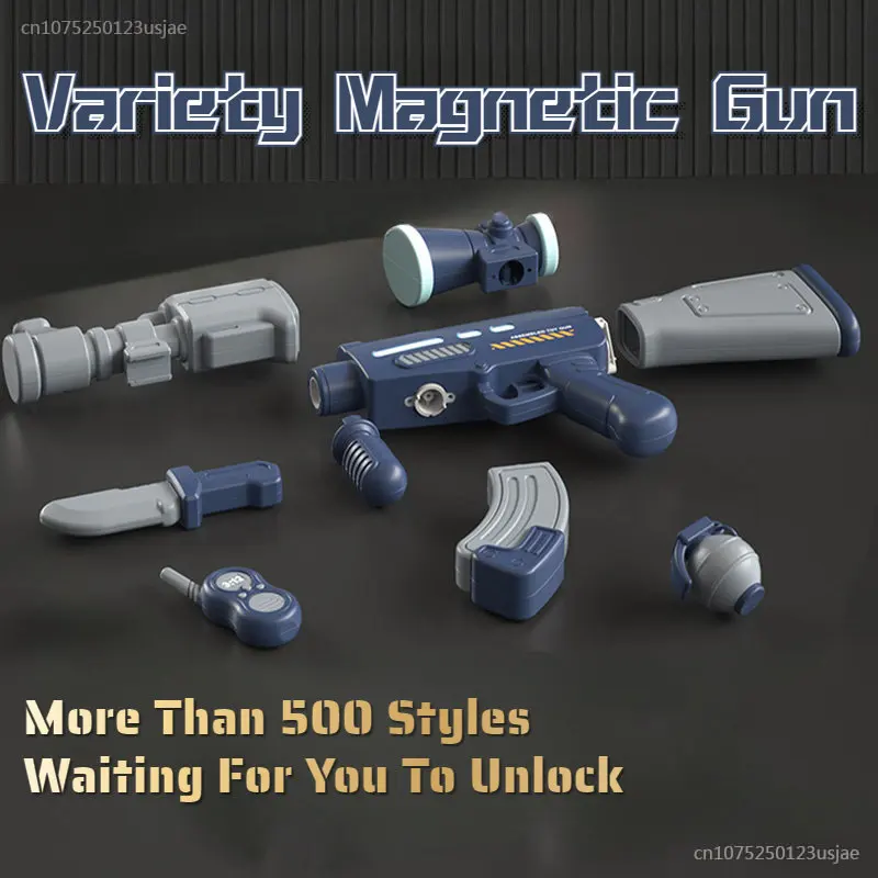 

2023 New Children's Toy Gun Variety Magnetic Assembled Gun DIY Electric Sounding and Luminous Puzzle Gift for Boys and Girls