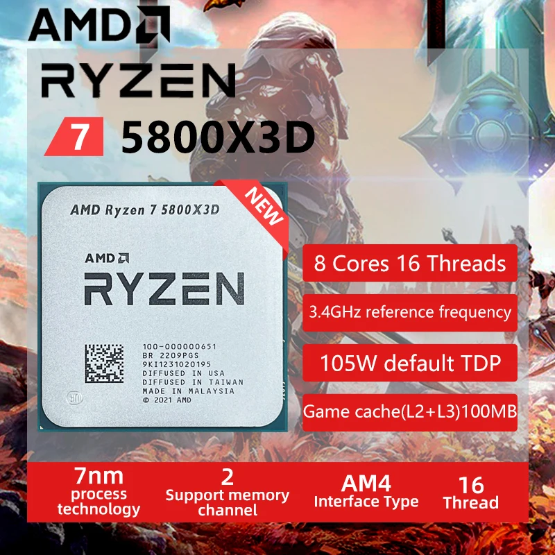 Процессор AMD Ryzen 7 5800X3D R7 3 4 ГГц 8-ядерный 16-поточный процессор нм L3 = - Цена: 29682.94