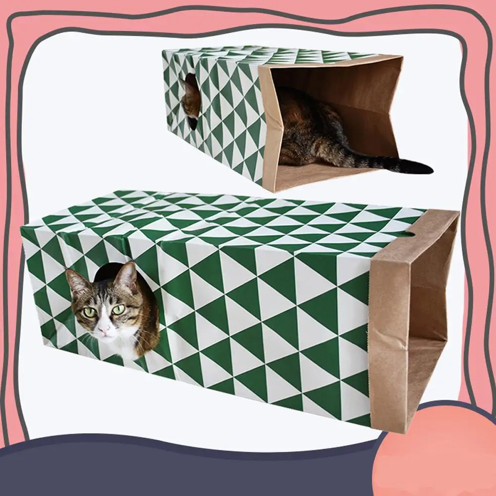 

Funny Cat Tunnel Toy Foldable Holes Kitten Kraft Paper Tunnel Cave Hide and Seek Toys for Cats Pet Supplies Interactive Cat Toys