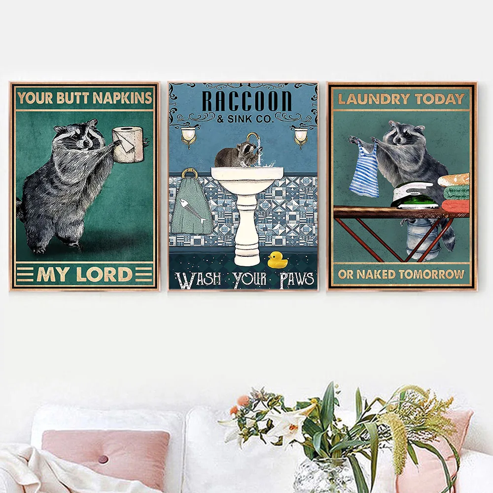 

Your Butt Napkins My Lady Canva Poster Prints Cute Picture for Raccoon Art Painting Funny Toilet Modern Wall Decoration