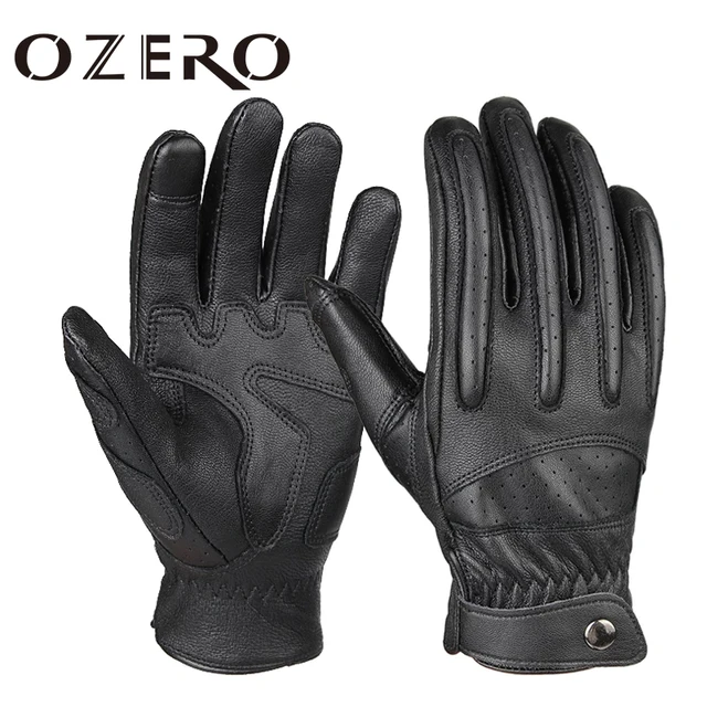 Ozero mens touch screen leather motorcycle glove outdoor full finger motorcyclist driving glove cycling bike accessories gloves