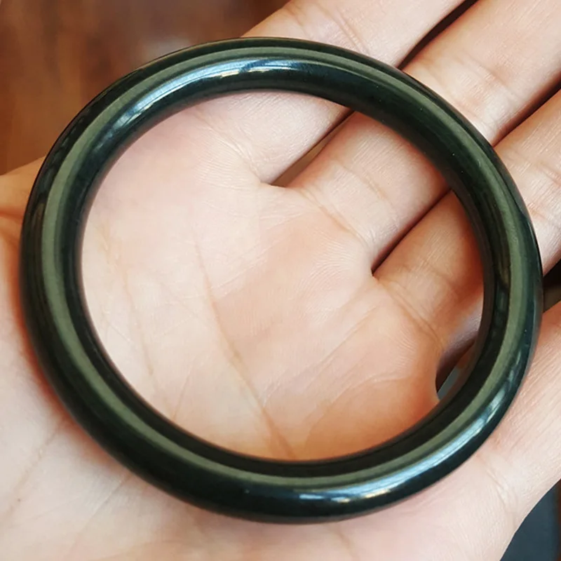 

Xinjiang Hetian sapphire bracelet thin round bar women's jade bracelet
