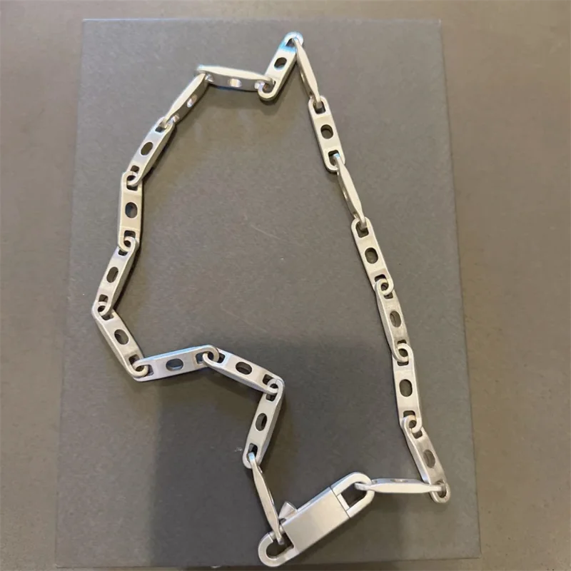 

22ss Рик ювелирные изделия Y2k аксессуары ожерелье для мужчин Ro Owens нержавеющая сталь винтажная защелка цепь Сращивание стиль