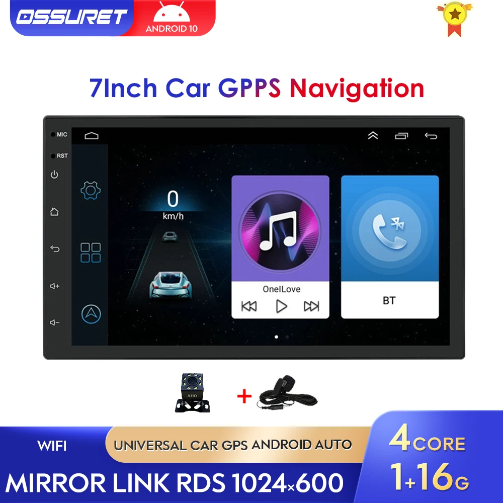 

Универсальный Автомобильный мультимедийный плеер, автомагнитола на Android 10, с 7 "сенсорным экраном, GPS, TPMS Mirror Link OBD2, типоразмер 2 Din