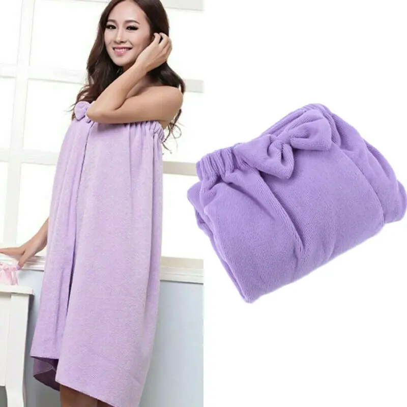 

Top Bow Bath Dress Shower Sauna Spa Body Robe Towel Wrap 140x75cm Comfy Absorbent Microfiber Women's Korean Version Tube