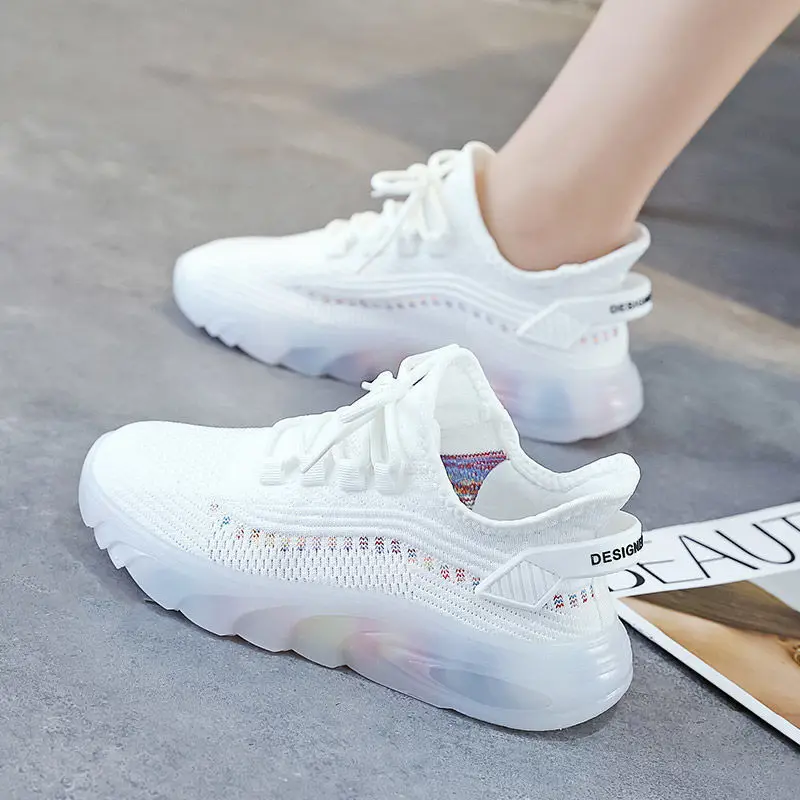 

Spring and Summer New Trend Korean Style Lace-up Women's Sneakers Jelly Bottom Low-top Breathable Casual Shoes Women's Sneakers