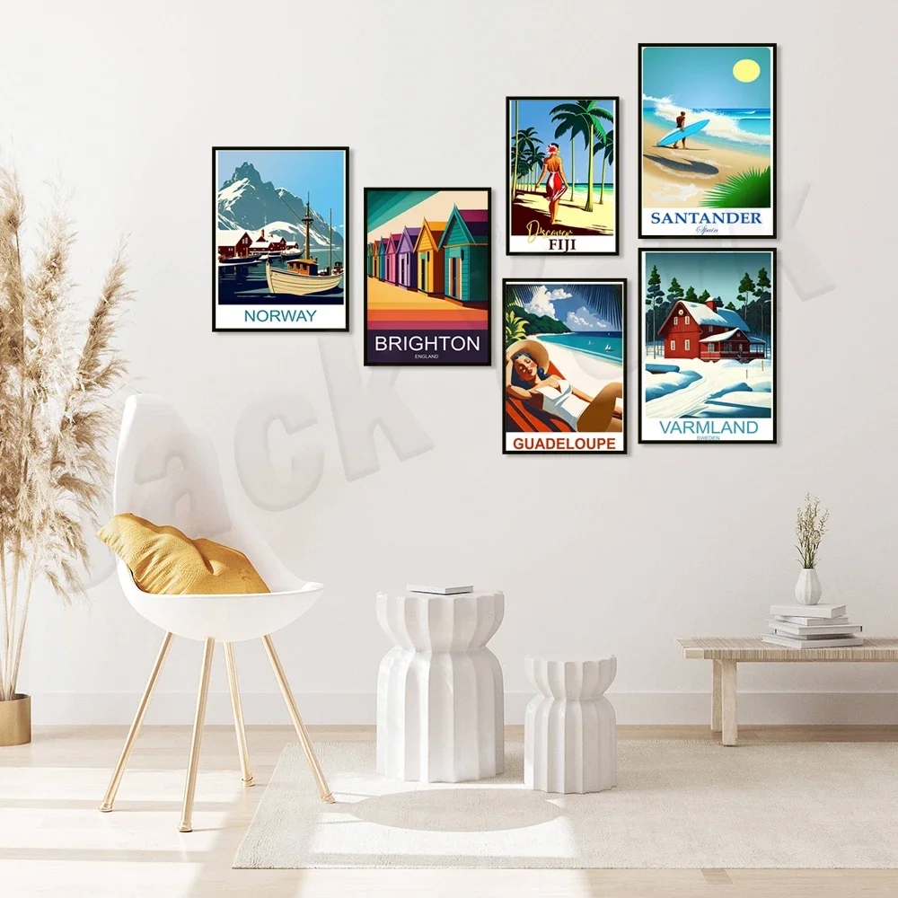 Guadeloupe Aruba Caribbean Islands Norway Sweden Santander Spain Fiji Miami Key West Bangkok Thailand Wat Arun Poster