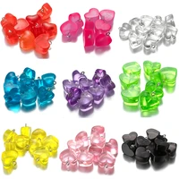 10pcs glitter candy transparent color resin heart charms for diy making necklace keychain pendant accessories