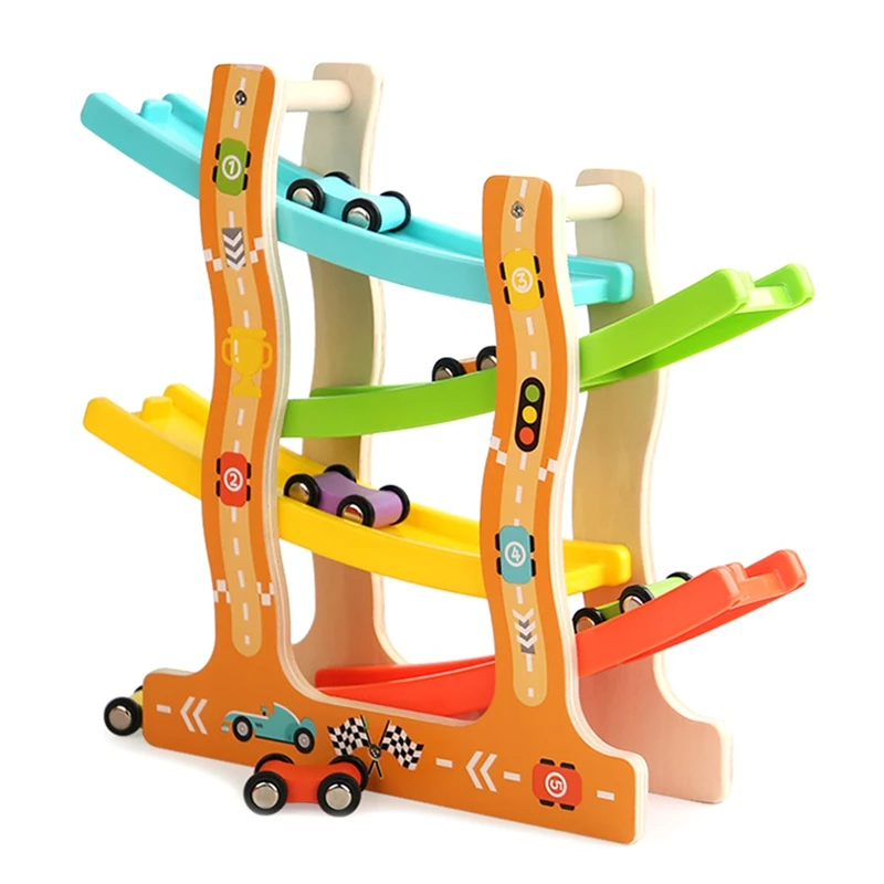 Деревянные гоночные горки-автомобили трековая парковка игрушки скользящая