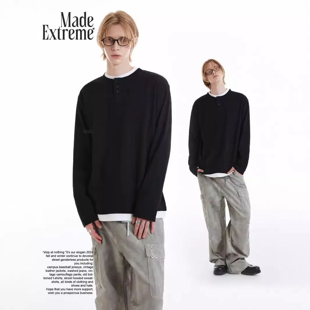 MADE EXTREME Вязаная футболка с длинными рукавами из двух частей вафельными