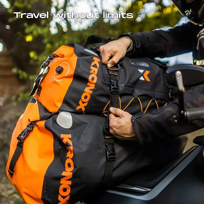 Motorcycle Waterproof Duffel Bag - Touring, ATV, Enduro & Adventure. Black Travel Dry Bag 40L