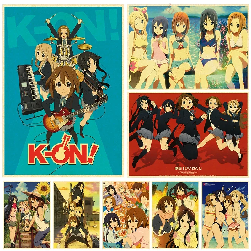Японские классические аниме постеры с музыкой K-On ретро крафт-бумага HD 4K печать