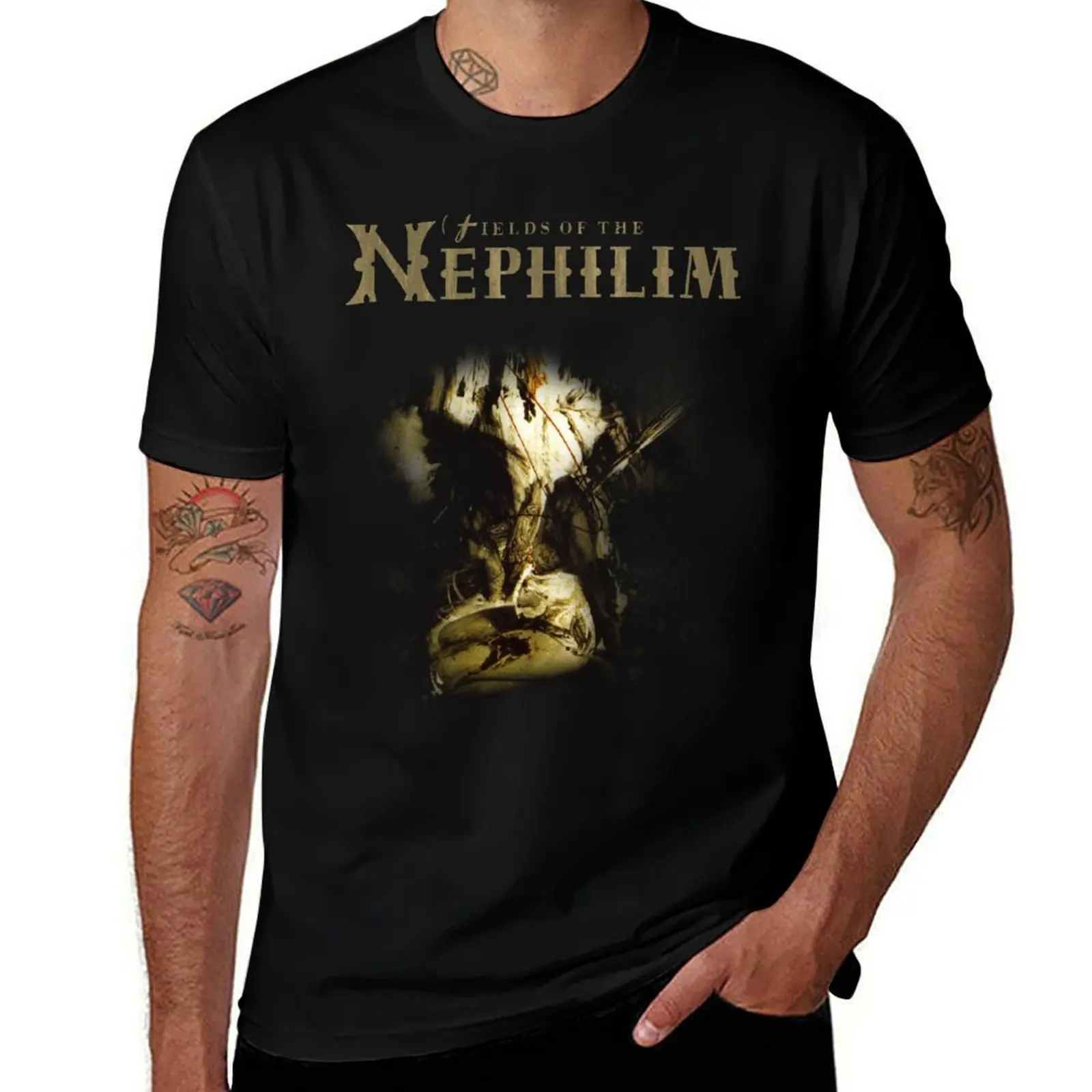 Фото Футболка Fields of the Nephilim - Elizium, хлопковые футболки, мужские футболки из 100% мужчин, повседневная футболка №1