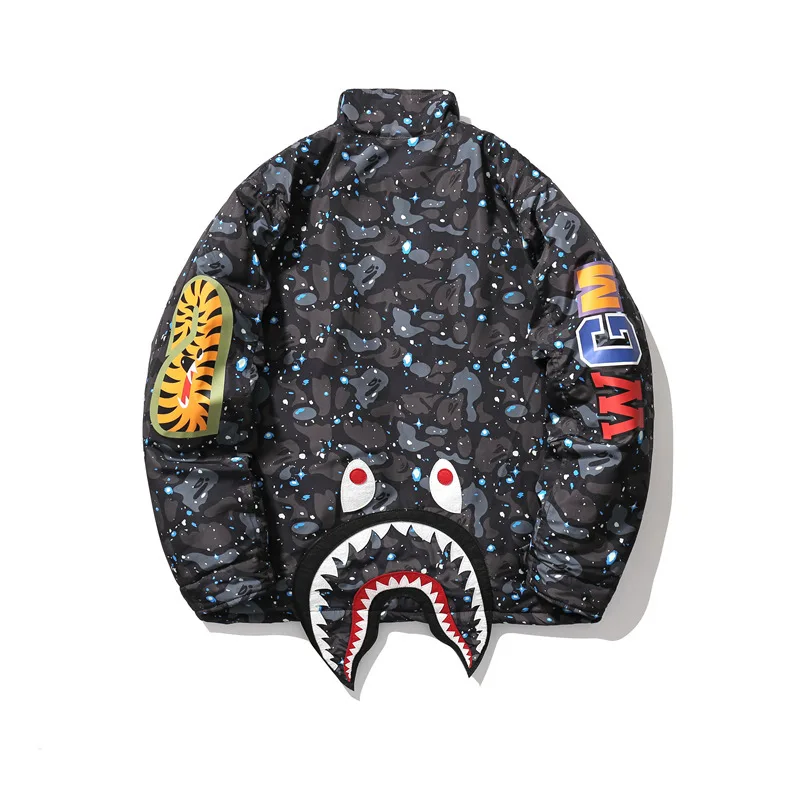 

100%Cotton Embroidery Bape Shark Classic Camouflage Hoodie New High Quality Zipper Sports Jacket For Men Women Hip-hop Oversize