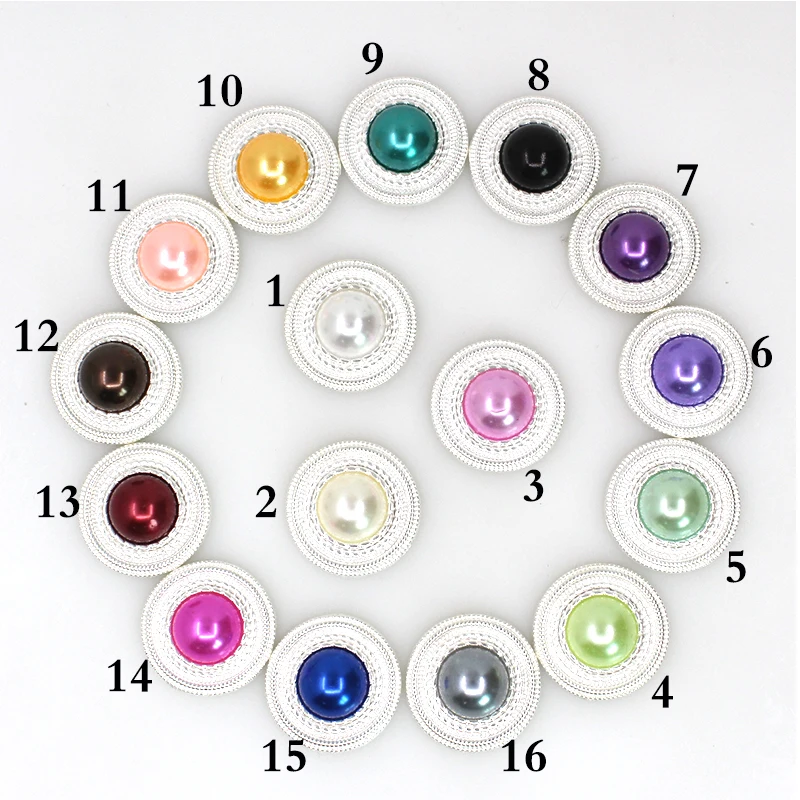 

New Fashion Pearl Round Metal Sewing Buttons 50Pcs/Lot 27mm DIY Alloy Clothing Decoration Jewelry Accessories