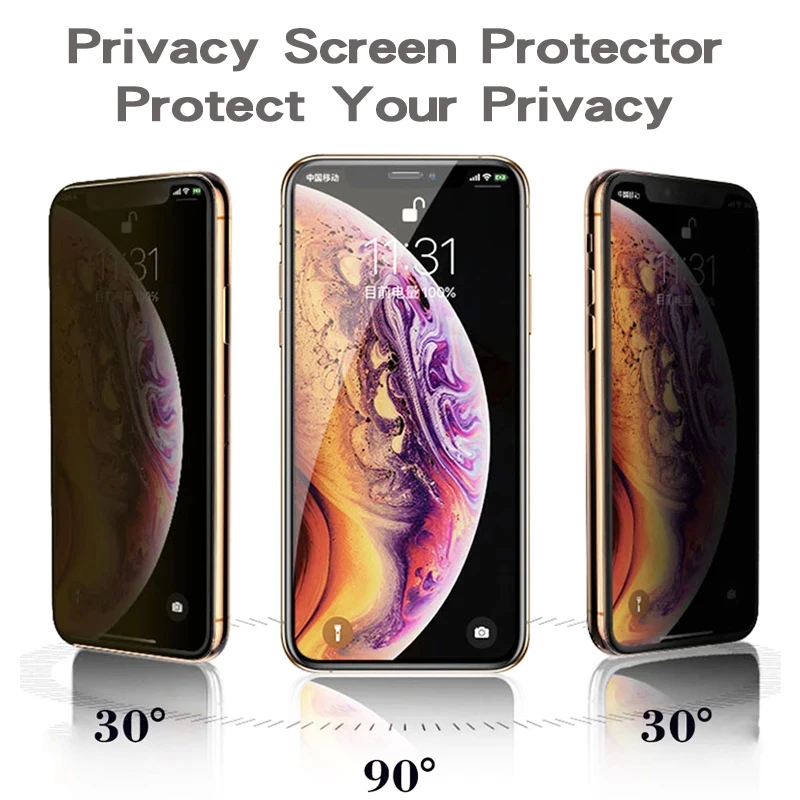 2Pcs Anti-Spy Peeping Screen Protector Privacy Full Cover Tempered Glass For iPhone 11 12 13 PRO MAX X XS XR 7 8 14 Plus SE 2020