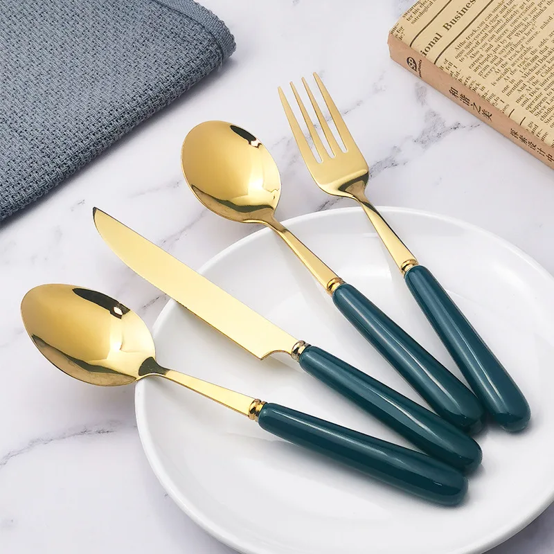 

Creative Nordic-Style Ceramic Stainless Steel Knife Fork Spoon Chopsticks Tableware Household Western Dessert Tableware
