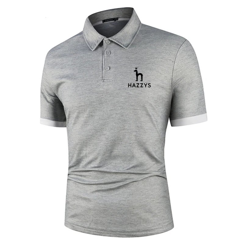 

Мужская рубашка-поло с коротким рукавом, рубашка-поло контрастных цветов, новая одежда HAZZYS, летняя уличная одежда, повседневные Модные мужс...