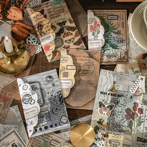 4 Styles 20 Pcs/ Bag Vintage Botanical Cardstocks Paper Literary Butterfly Hand Account DIY Decorative Material Paper