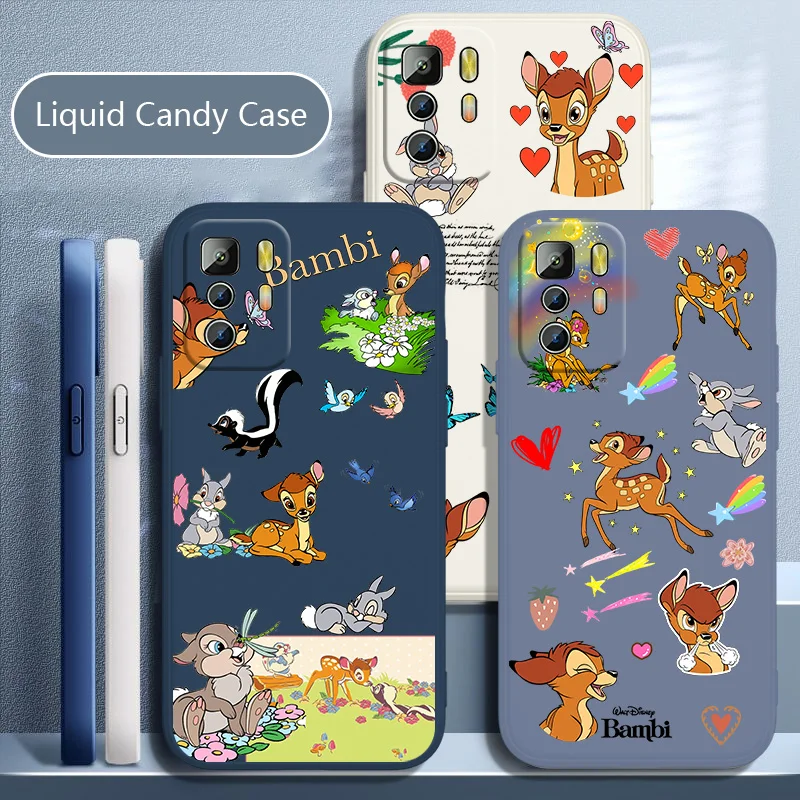

Disney Cute Bambi Phone Case For Xiaomi Redmi Note 11T 11 11S 10T 10 9T 9S 9 8T 8 7 6 5 Pro Liquid Rope Funda Cover Soft Back