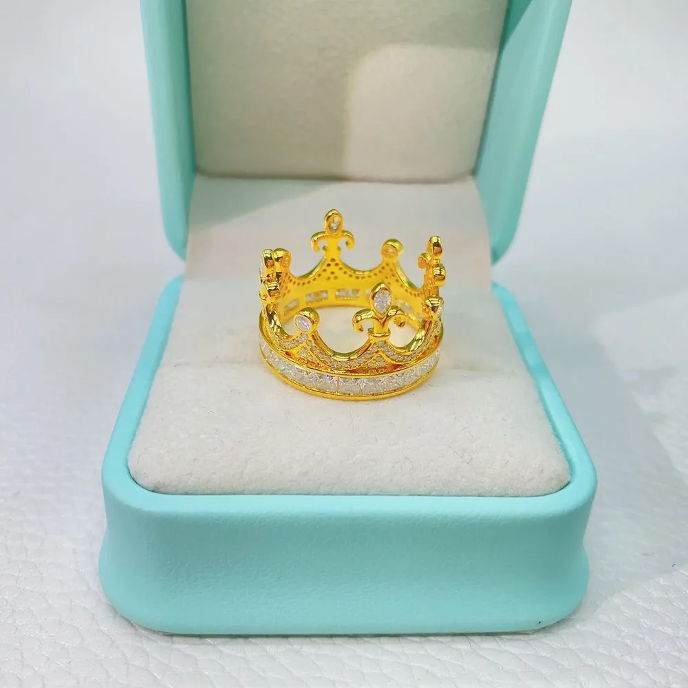 Crown Moissanite Rings For Women S925 Silver Wedding Ring Finger Jewelry Men Pass Tester Free Shipping