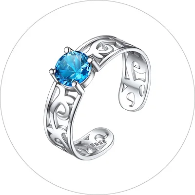 Женское серебряное кельтское кольцо-манжета с круглыми камнями по месяцу рождения