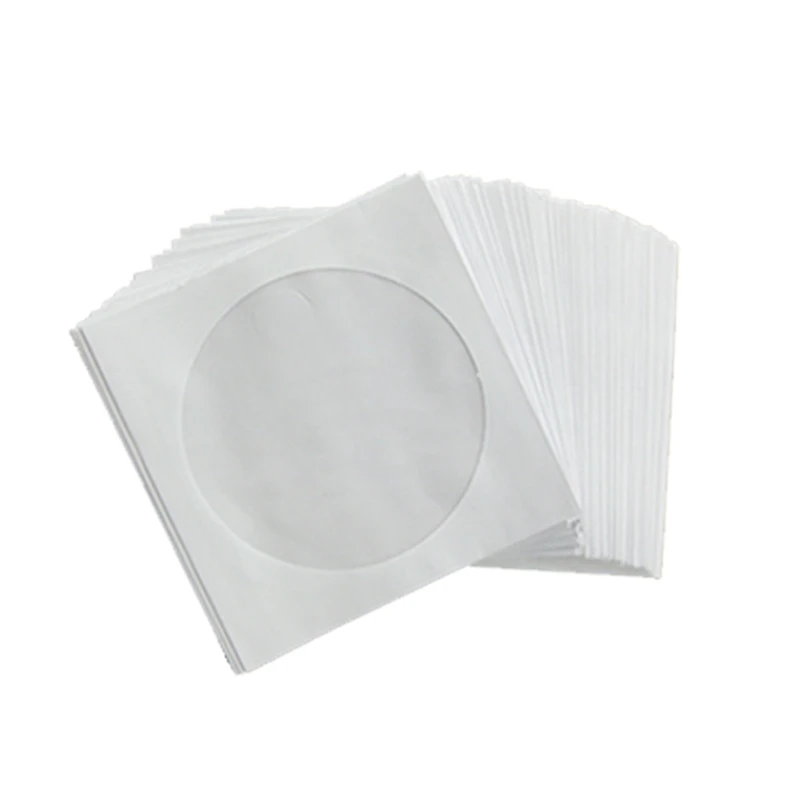 

100Pcs DVD Protective White Paper Disc Storage Bag 100Pcs Portable Paper Bags W3JD