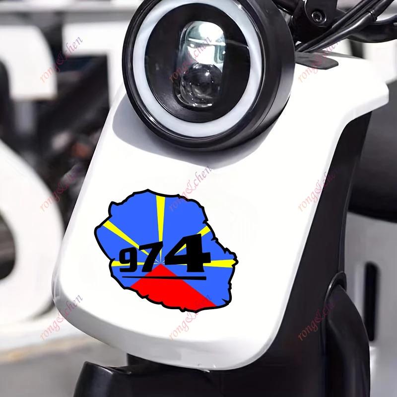 Карта флага креативные автомобильные стикеры Reunion Island 974 для автомобиля