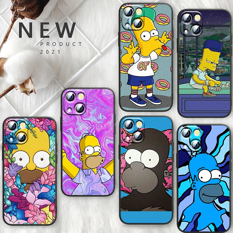 

The Simpsons Daily Funny Case For Apple iPhone 14 13 12 11 Pro Max Mini XS Max X XR 7 8 Plus SE2020 TPU Black Phone Cover