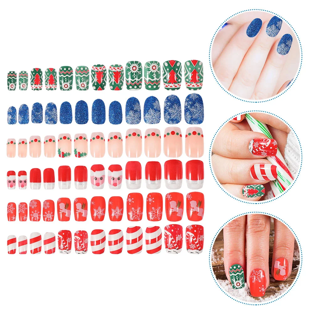 

12 boxes/144pcs Nail Decals Removable False Nails Christmas Nail Supply