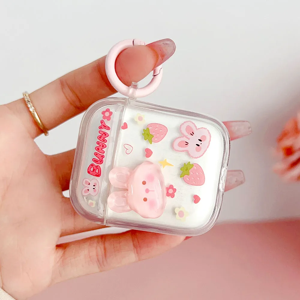 Симпатичные прозрачные 3d-наушники с кроликом и медведем для Apple Airpod 2 1 чехол